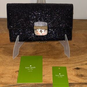 Kate Spade New York Milou sunset Lane Black Sparkle Clutch